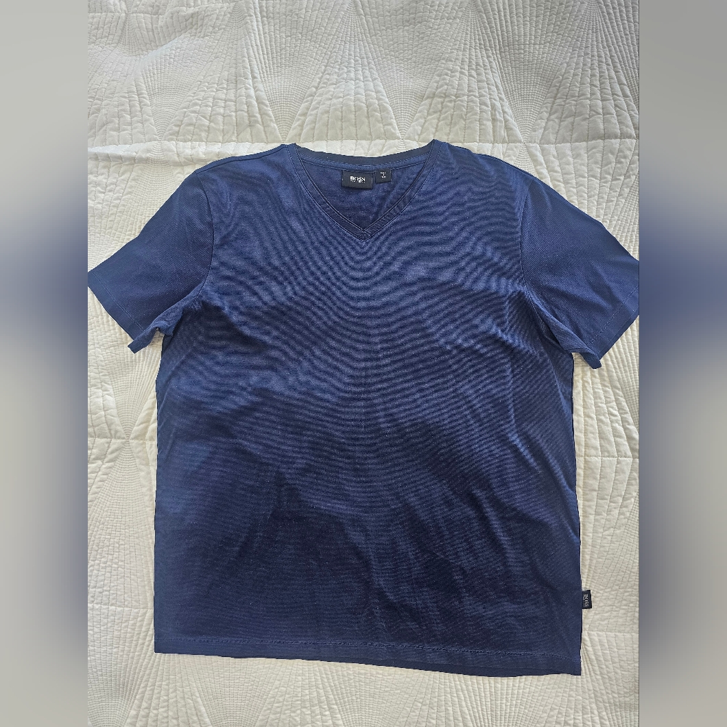 Boss V-Neck Short Sleeve Tee In Navy